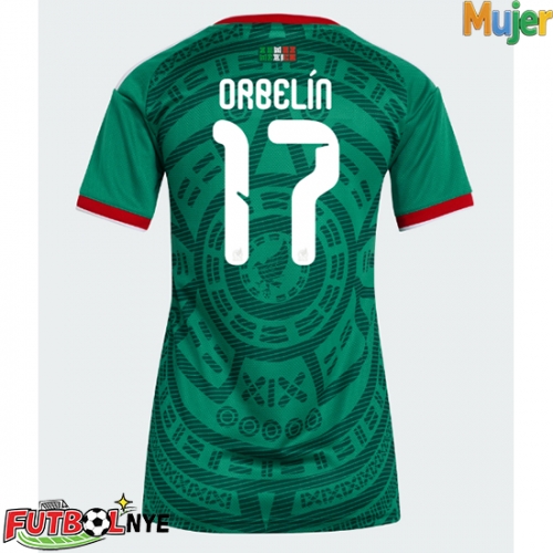 Camiseta México Orbelin Pineda #17 Primera Equipación para mujer Mundial 2026 manga corta